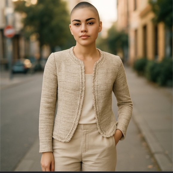 Cocogio Made in Italy knit cardigan wool/ alpaca Designer oatmeal neutral Size M - Picture 1 of 15